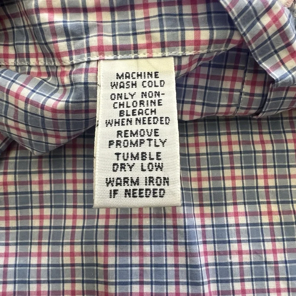 Vintage Polo Ralph Lauren Shirt Mens XL Plaid Check Blue Pink Custom Fit Y2K 90s